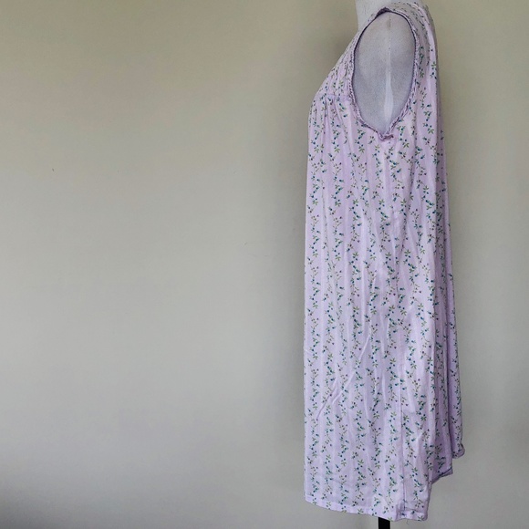 Violet Purple Floral Nightgown Pullover Sleeveless SECRET TREASURES Medium - Picture 6 of 8